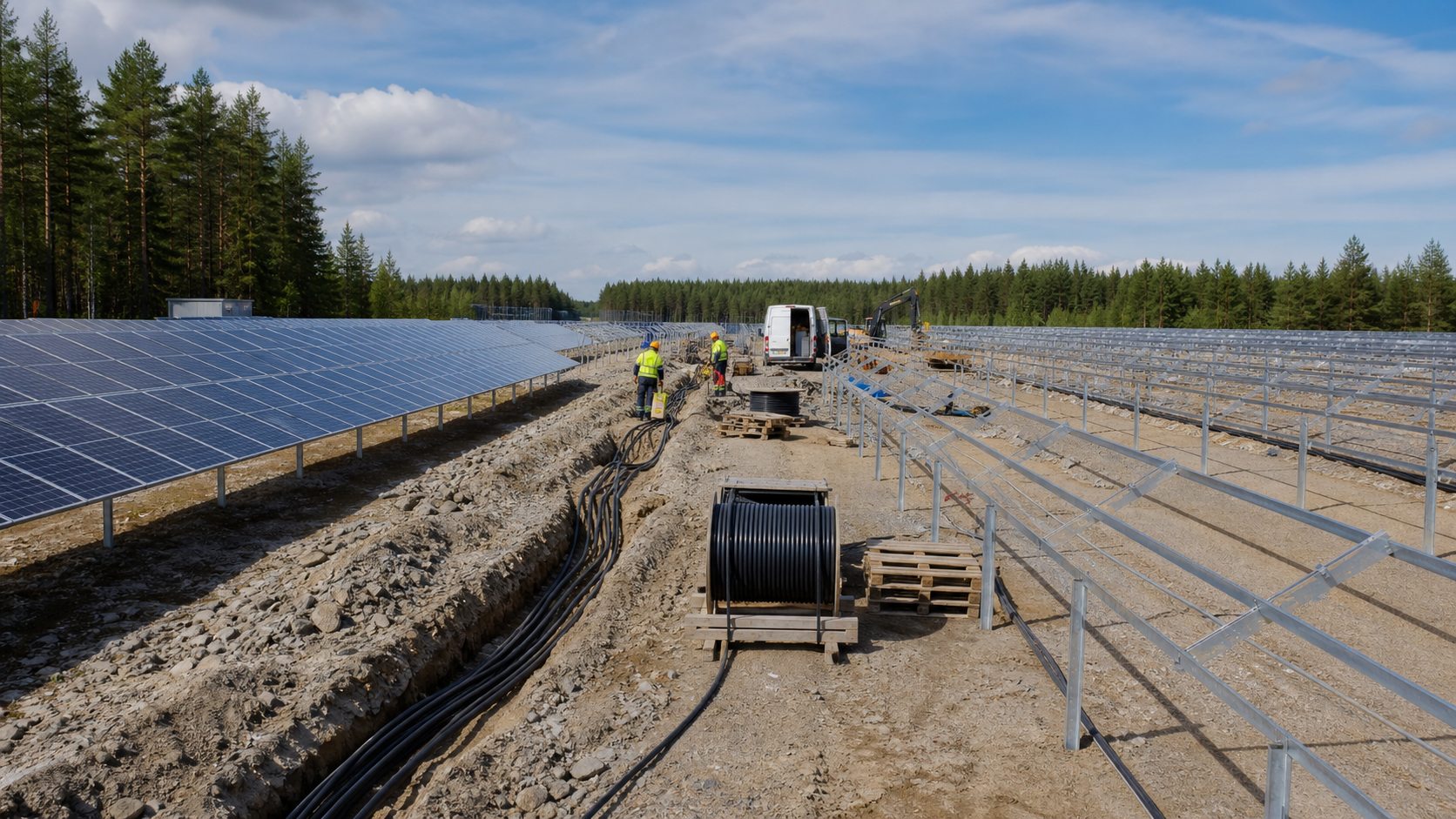 Maa-asennettu aurinkovoimala peltoaukealla